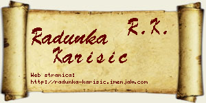 Radunka Karišić vizit kartica